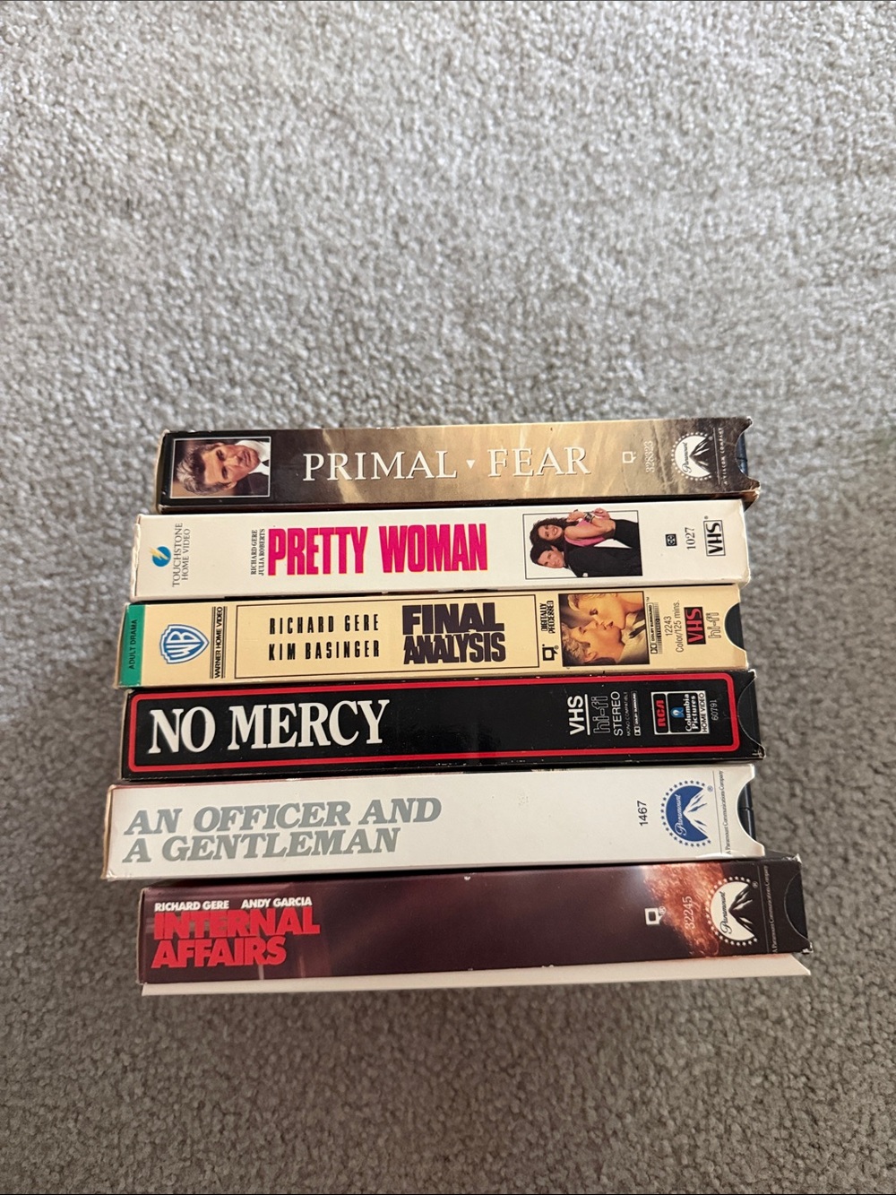 VHS tapes featuring films primarily starring Richard Gere